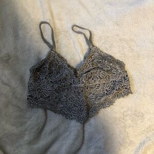 Aerie Floral Lace Bralette in Gray